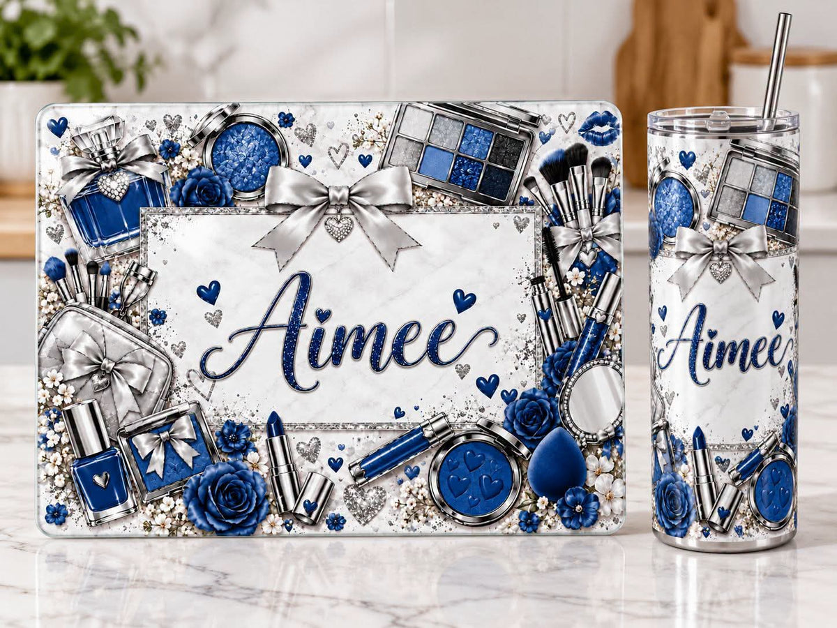 Matching make up board and tumbler set
