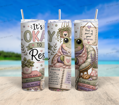 Mental Health Frog Collection | 10 Inspirational 20oz Skinny Tumbler Wrap PNG Bundle