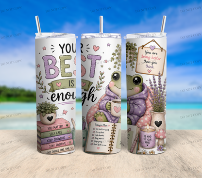 Mental Health Frog Collection | 10 Inspirational 20oz Skinny Tumbler Wrap PNG Bundle