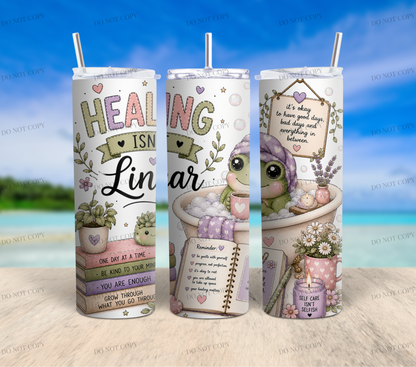 Mental Health Frog Collection | 10 Inspirational 20oz Skinny Tumbler Wrap PNG Bundle