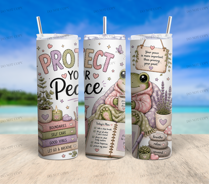 Mental Health Frog Collection | 10 Inspirational 20oz Skinny Tumbler Wrap PNG Bundle