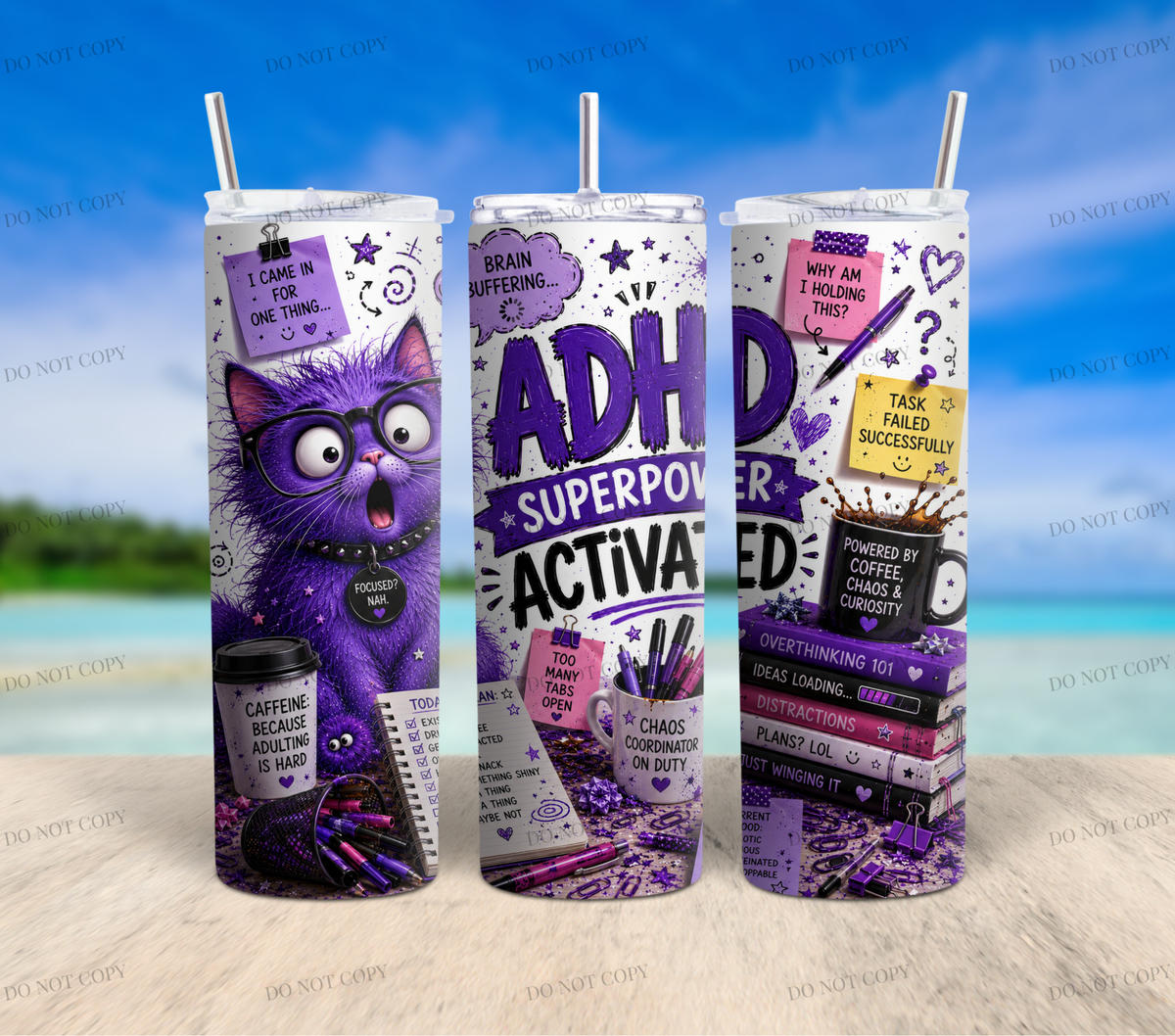 ADHD Chaos Collection | 10 Funny 20oz Tumbler Wrap PNGs + 1 Bonus Design | Digital Download | Sublimation Bundle