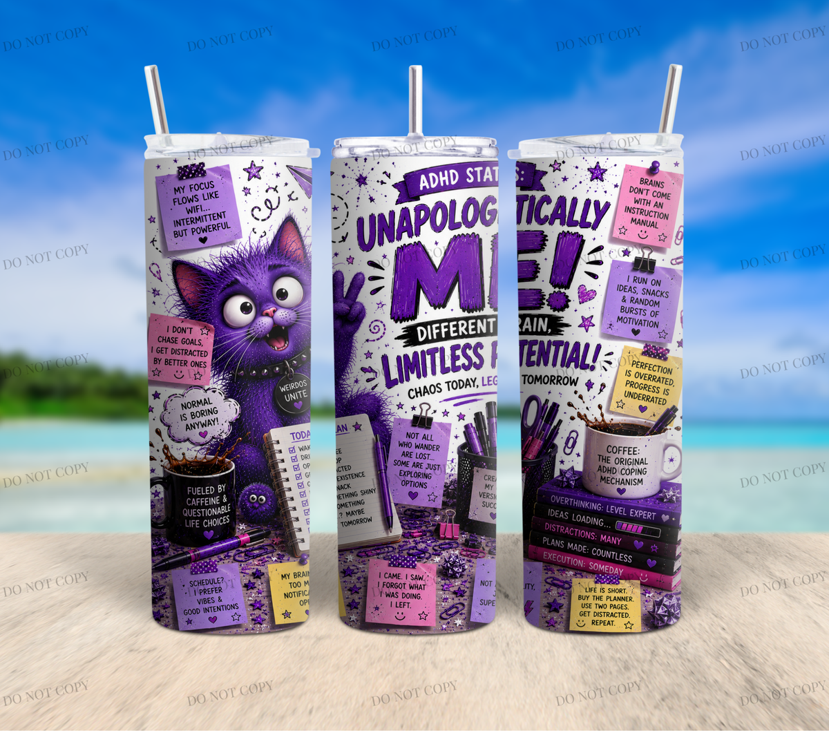 ADHD Chaos Collection | 10 Funny 20oz Tumbler Wrap PNGs + 1 Bonus Design | Digital Download | Sublimation Bundle