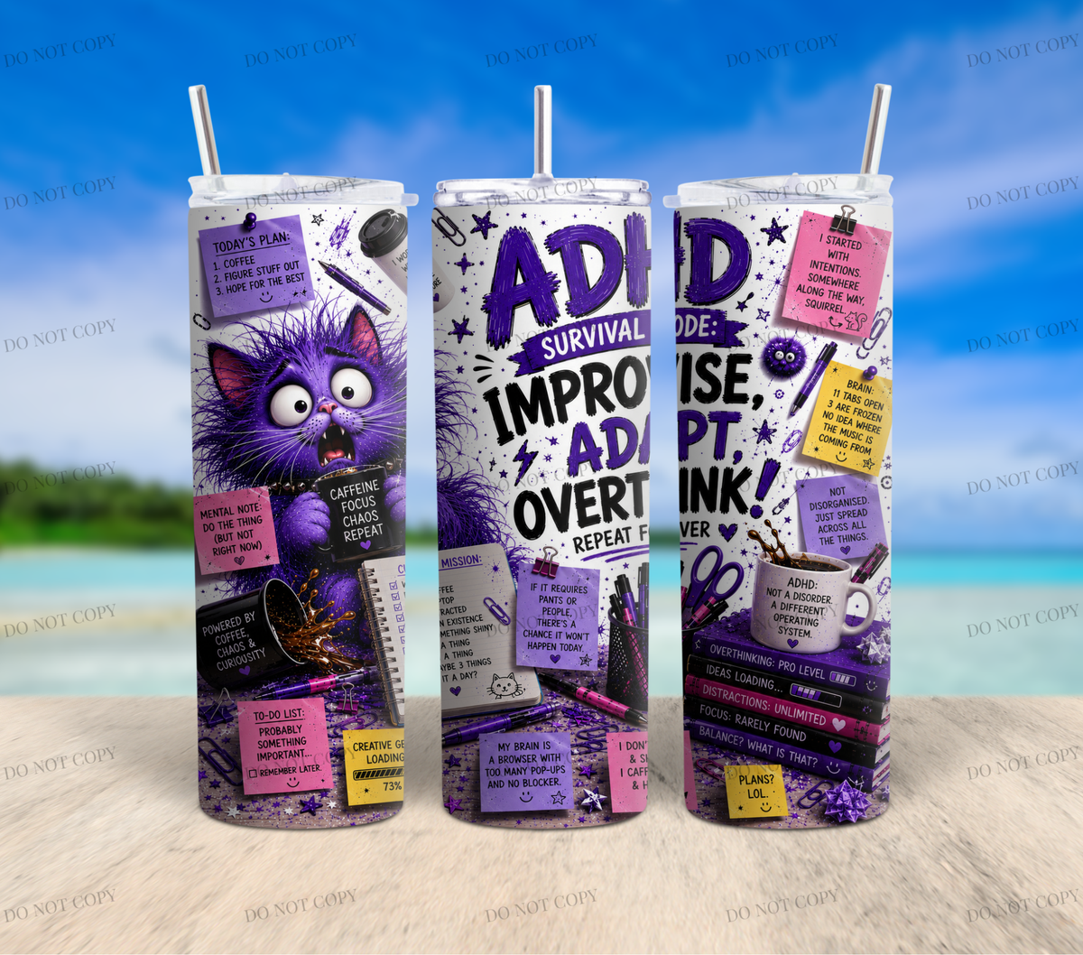 ADHD Chaos Collection | 10 Funny 20oz Tumbler Wrap PNGs + 1 Bonus Design | Digital Download | Sublimation Bundle