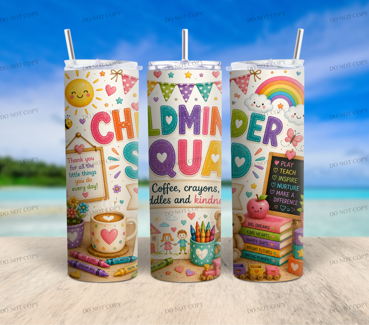 Childminder 20oz Skinny Tumbler Collection | 10 Ready-to-Sell Sublimation Wrap Designs + 1 FREE Bonus Design