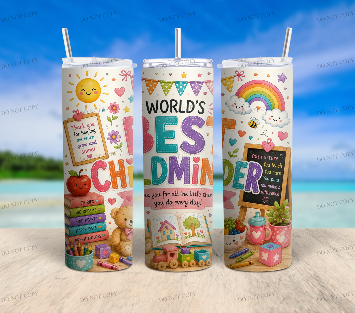 Childminder 20oz Skinny Tumbler Collection | 10 Ready-to-Sell Sublimation Wrap Designs + 1 FREE Bonus Design