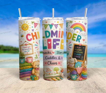 Childminder 20oz Skinny Tumbler Collection | 10 Ready-to-Sell Sublimation Wrap Designs + 1 FREE Bonus Design