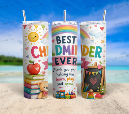 Childminder 20oz Skinny Tumbler Collection | 10 Ready-to-Sell Sublimation Wrap Designs + 1 FREE Bonus Design