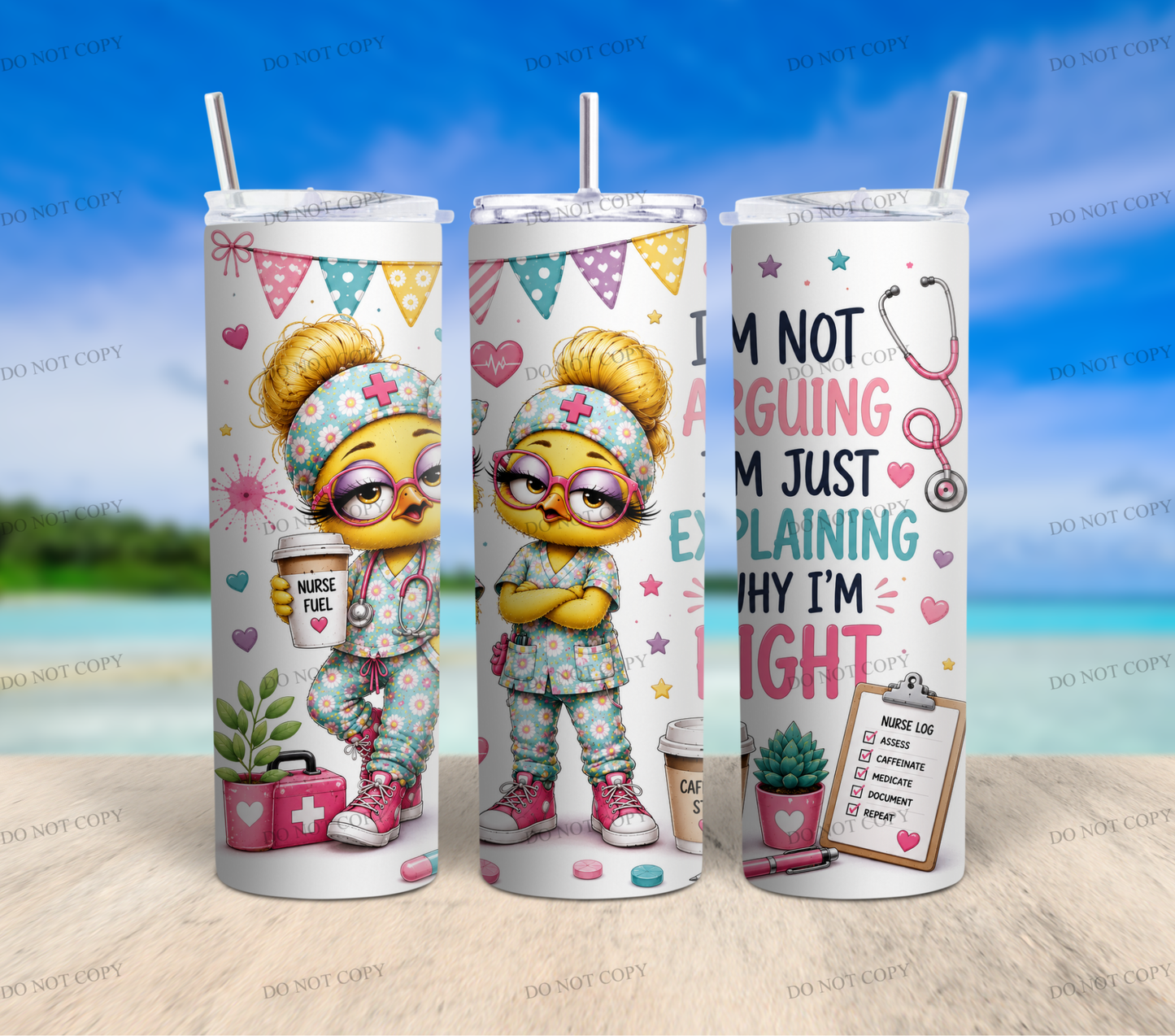 Nurse Duck Collection | 10 Funny & Inspirational 20oz Skinny Tumbler Wrap PNG Bundle | Nurse Sublimation Designs