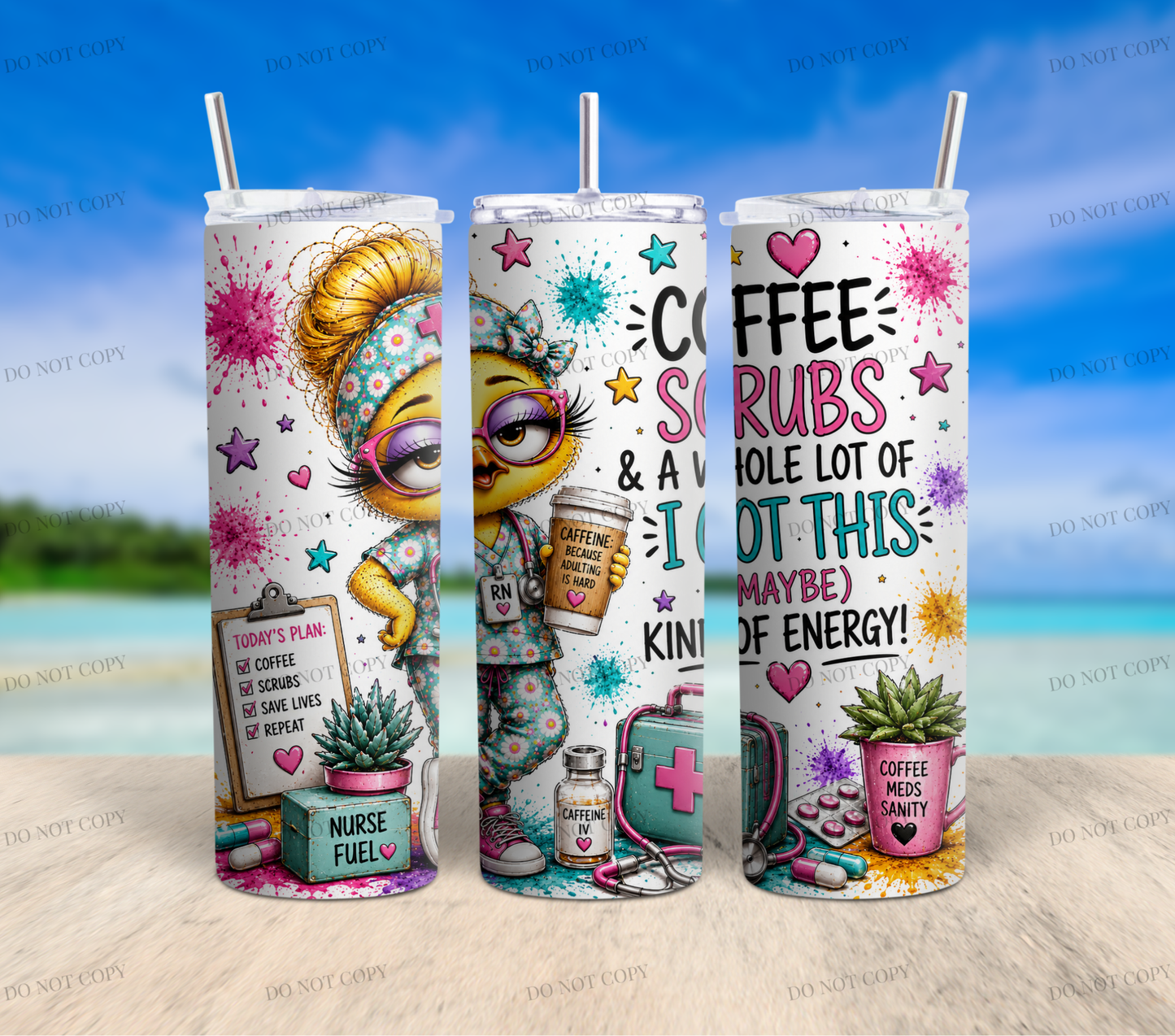Nurse Duck Collection | 10 Funny & Inspirational 20oz Skinny Tumbler Wrap PNG Bundle | Nurse Sublimation Designs