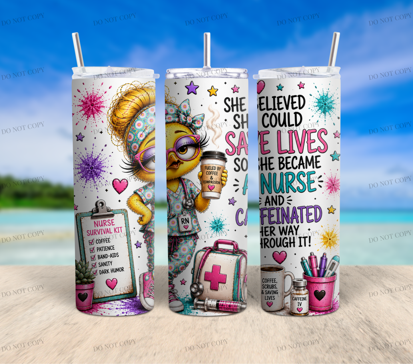 Nurse Duck Collection | 10 Funny & Inspirational 20oz Skinny Tumbler Wrap PNG Bundle | Nurse Sublimation Designs