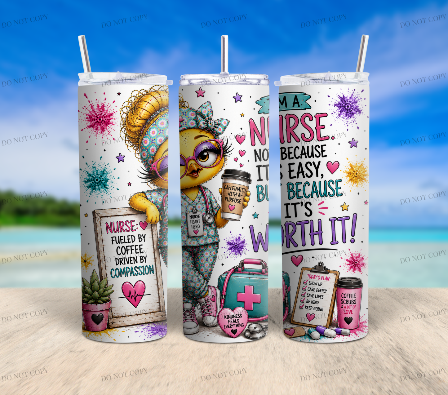 Nurse Duck Collection | 10 Funny & Inspirational 20oz Skinny Tumbler Wrap PNG Bundle | Nurse Sublimation Designs