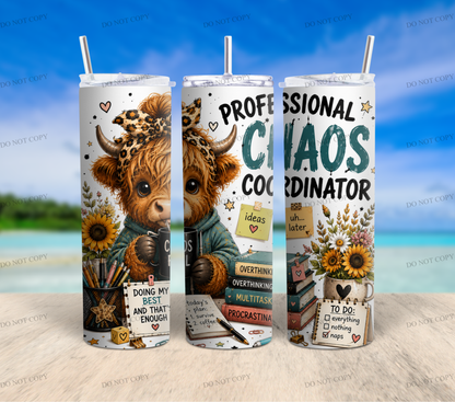 Highland Cow Chaos Collection | 10 Funny Highland Cow PNG Tumbler Wrap Designs | 20oz Sublimation Bundle