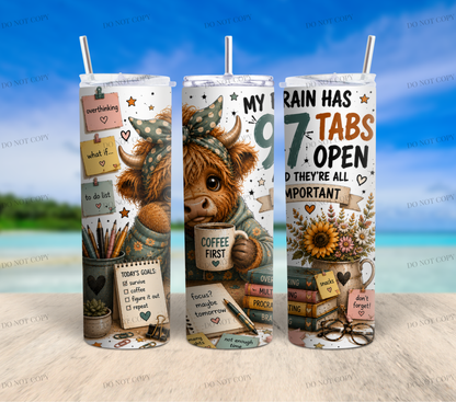 Highland Cow Chaos Collection | 10 Funny Highland Cow PNG Tumbler Wrap Designs | 20oz Sublimation Bundle