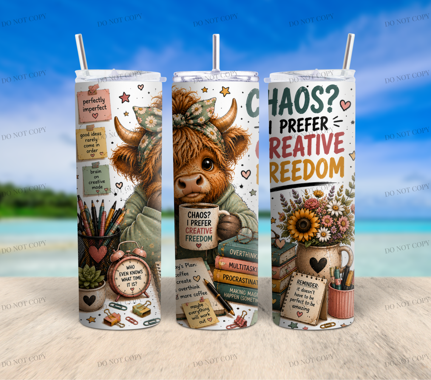 Highland Cow Chaos Collection | 10 Funny Highland Cow PNG Tumbler Wrap Designs | 20oz Sublimation Bundle