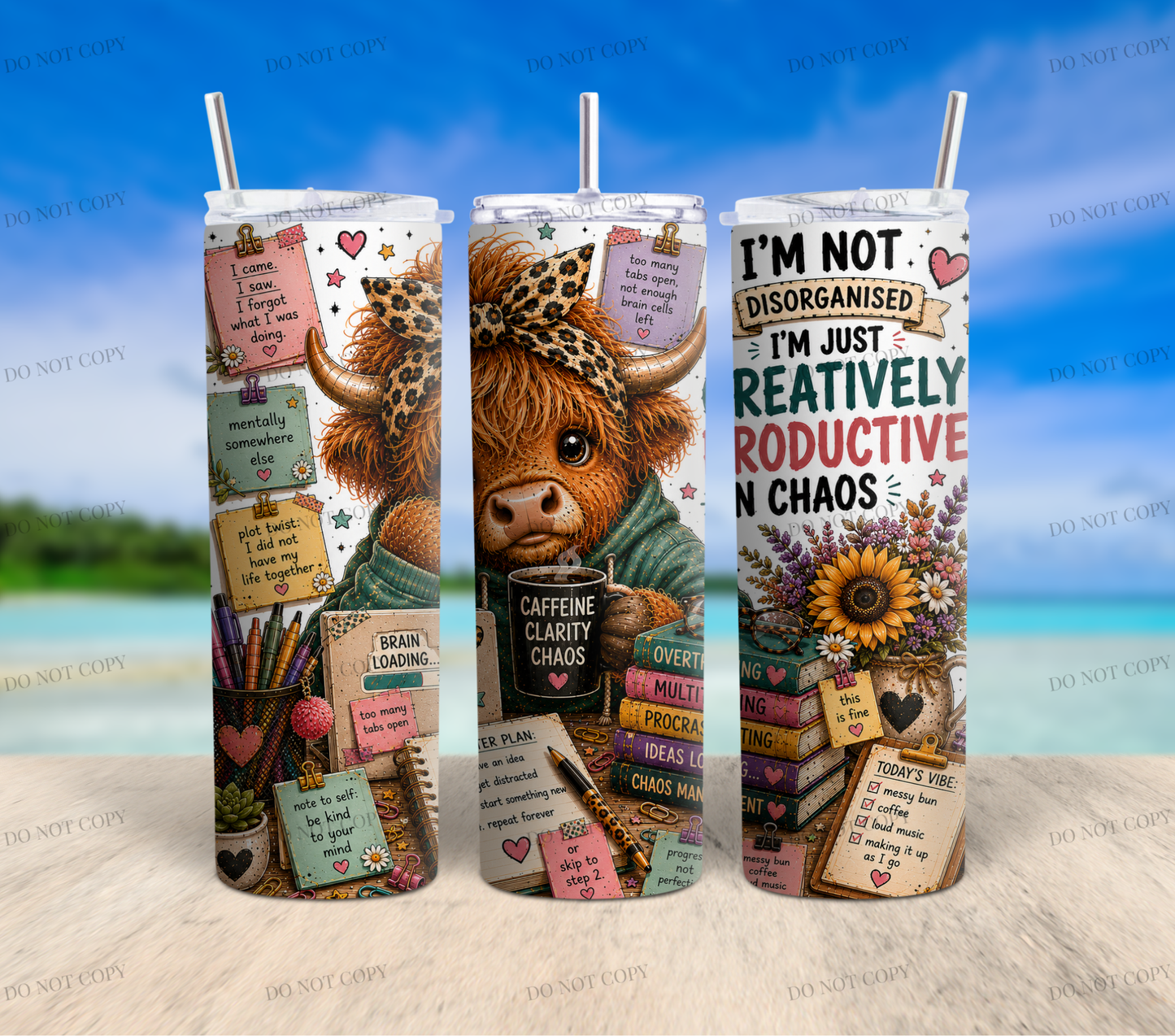 Highland Cow Chaos Collection | 10 Funny Highland Cow PNG Tumbler Wrap Designs | 20oz Sublimation Bundle