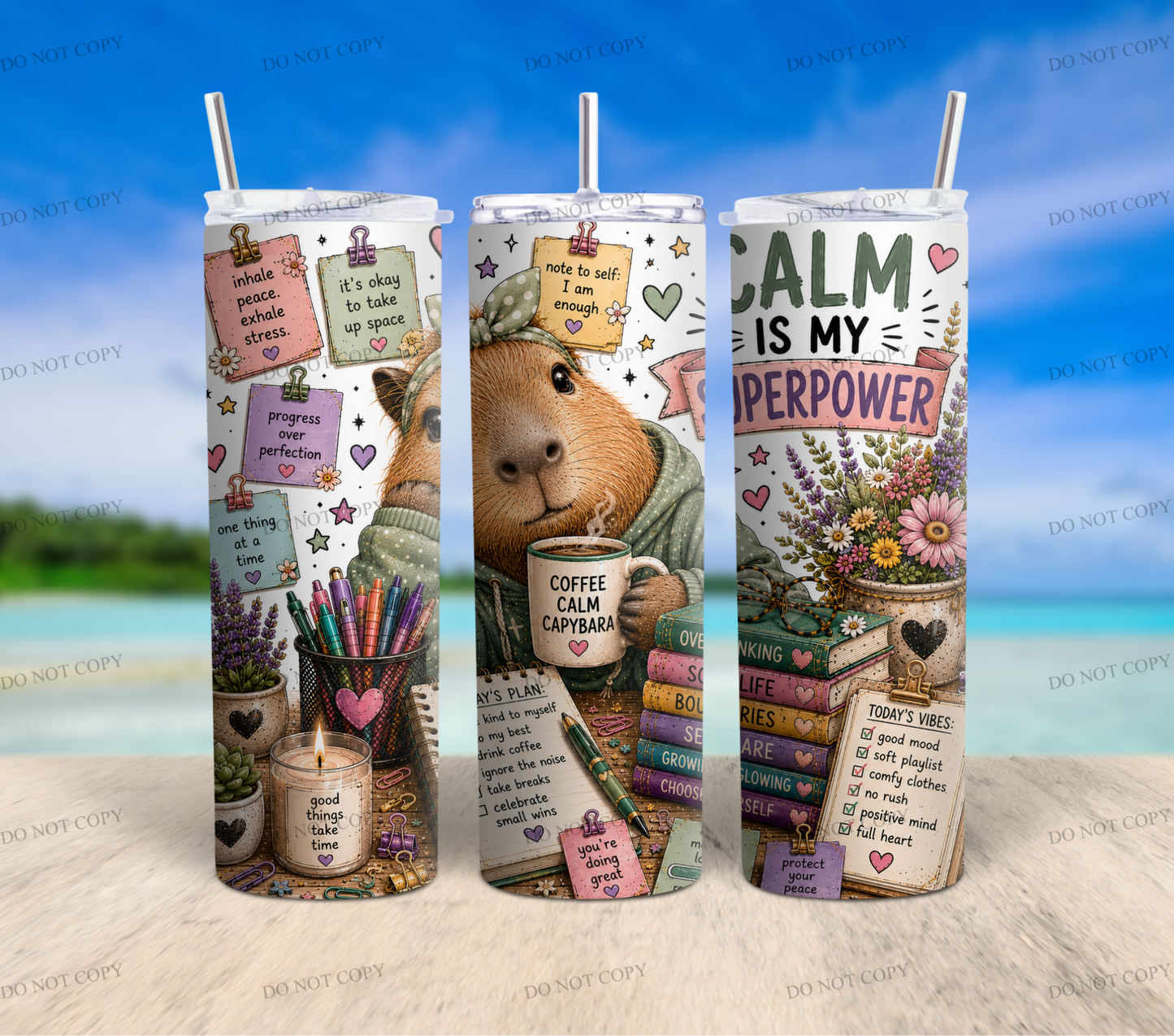 Capybara Calm Club Collection | 12 Cute Capybara PNG Tumbler Wrap Designs | 20oz Sublimation Bundle | 300 DPI Digital Download
