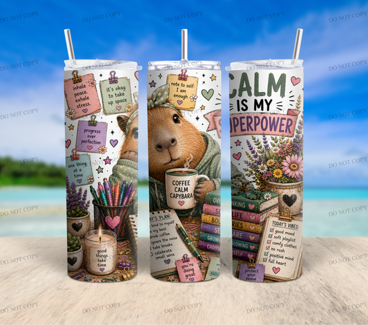 Capybara Calm Club Collection | 12 Cute Capybara PNG Tumbler Wrap Designs | 20oz Sublimation Bundle | 300 DPI Digital Download