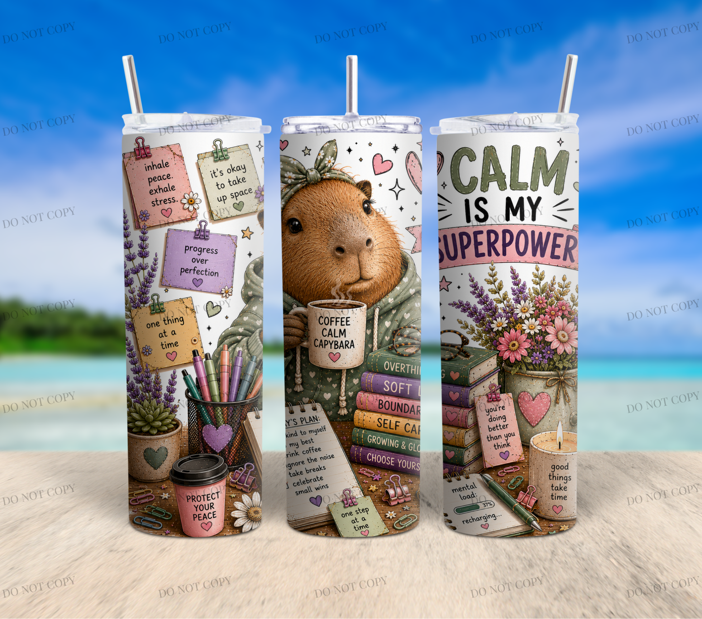 Capybara Calm Club Collection | 12 Cute Capybara PNG Tumbler Wrap Designs | 20oz Sublimation Bundle | 300 DPI Digital Download