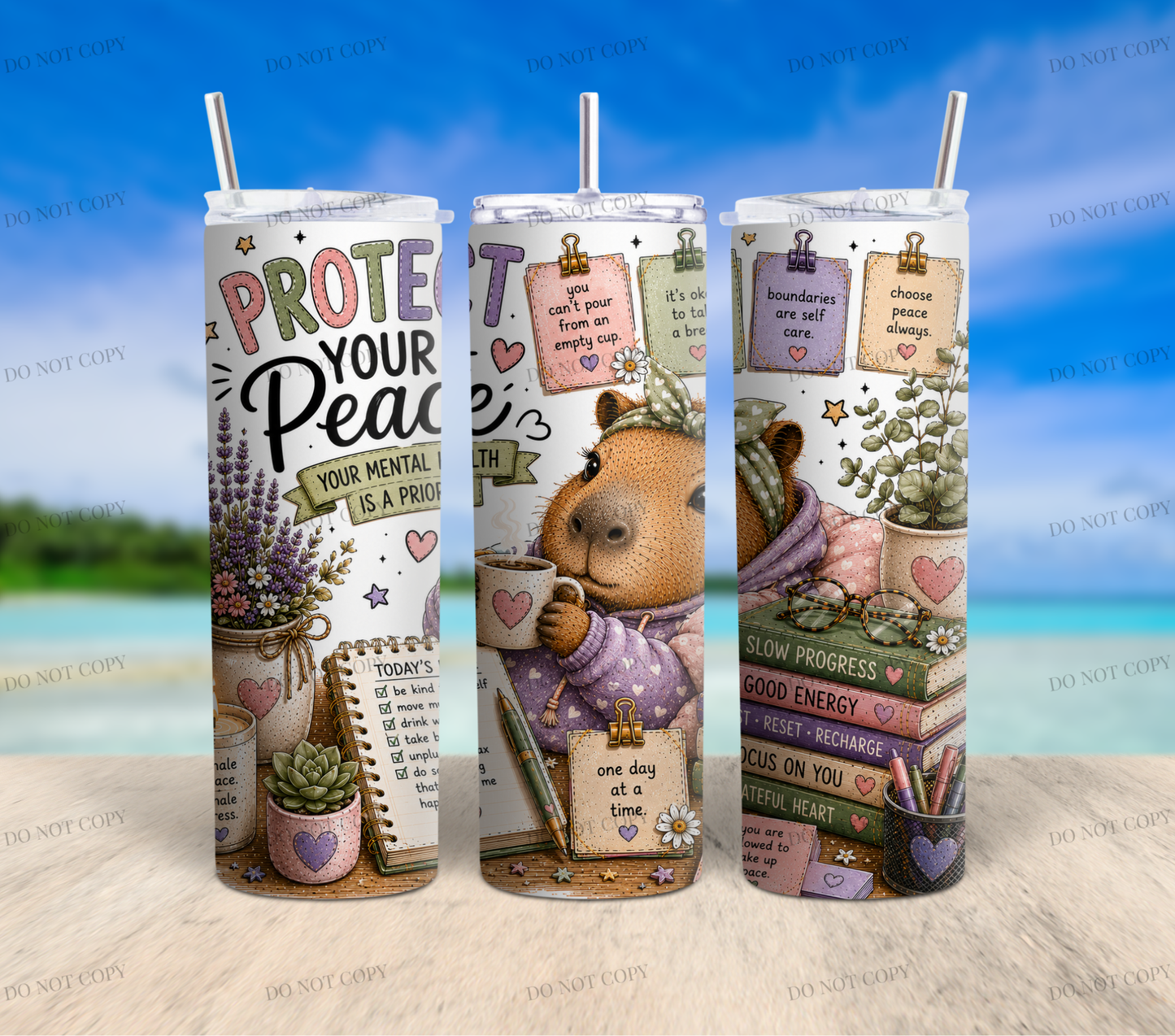 Capybara Calm Club Collection | 12 Cute Capybara PNG Tumbler Wrap Designs | 20oz Sublimation Bundle | 300 DPI Digital Download
