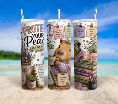 Capybara Calm Club Collection | 12 Cute Capybara PNG Tumbler Wrap Designs | 20oz Sublimation Bundle | 300 DPI Digital Download