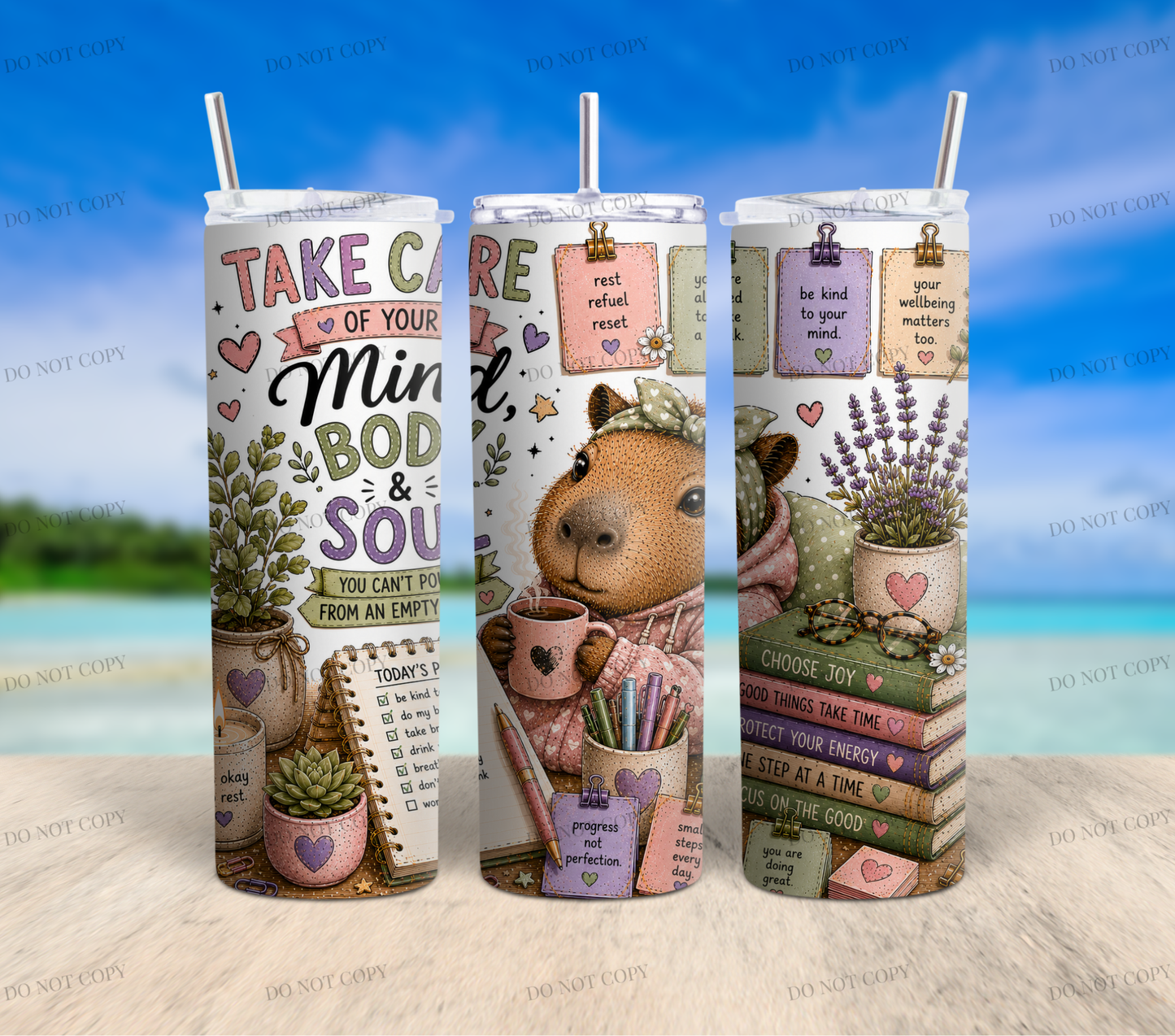 Capybara Calm Club Collection | 12 Cute Capybara PNG Tumbler Wrap Designs | 20oz Sublimation Bundle | 300 DPI Digital Download