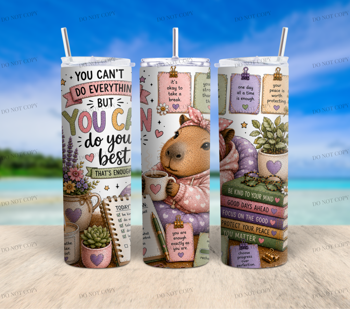 Capybara Calm Club Collection | 12 Cute Capybara PNG Tumbler Wrap Designs | 20oz Sublimation Bundle | 300 DPI Digital Download