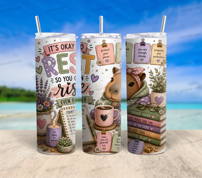 Capybara Calm Club Collection | 12 Cute Capybara PNG Tumbler Wrap Designs | 20oz Sublimation Bundle | 300 DPI Digital Download