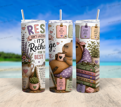Capybara Calm Club Collection | 12 Cute Capybara PNG Tumbler Wrap Designs | 20oz Sublimation Bundle | 300 DPI Digital Download