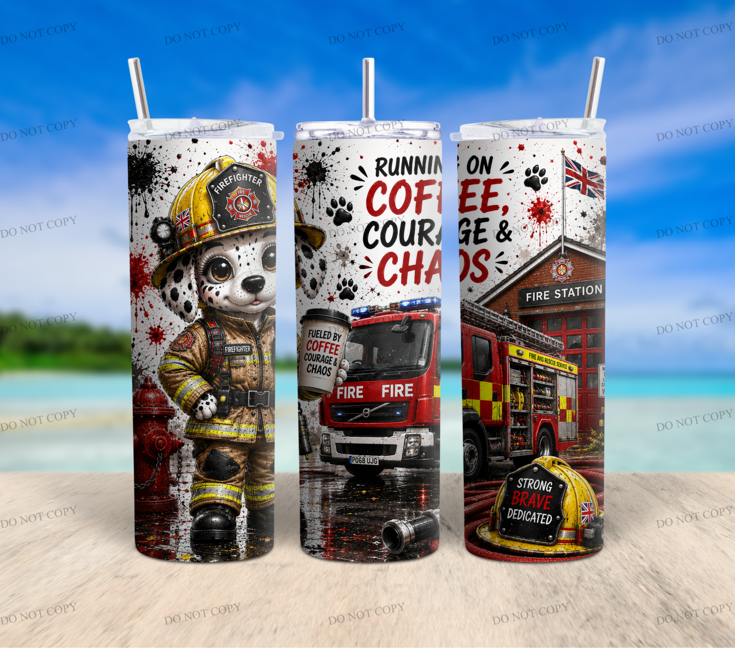 Firefighter Dalmatian Tumbler Wrap Bundle | 13 PNG Designs | 20oz Skinny Sublimation Wraps | Commercial Use