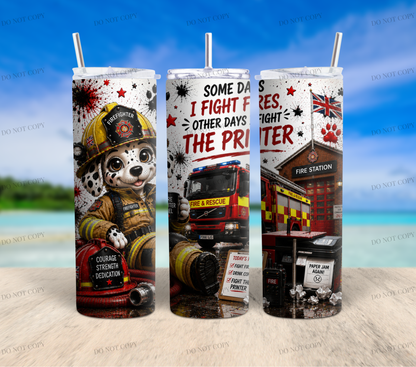 Firefighter Dalmatian Tumbler Wrap Bundle | 13 PNG Designs | 20oz Skinny Sublimation Wraps | Commercial Use