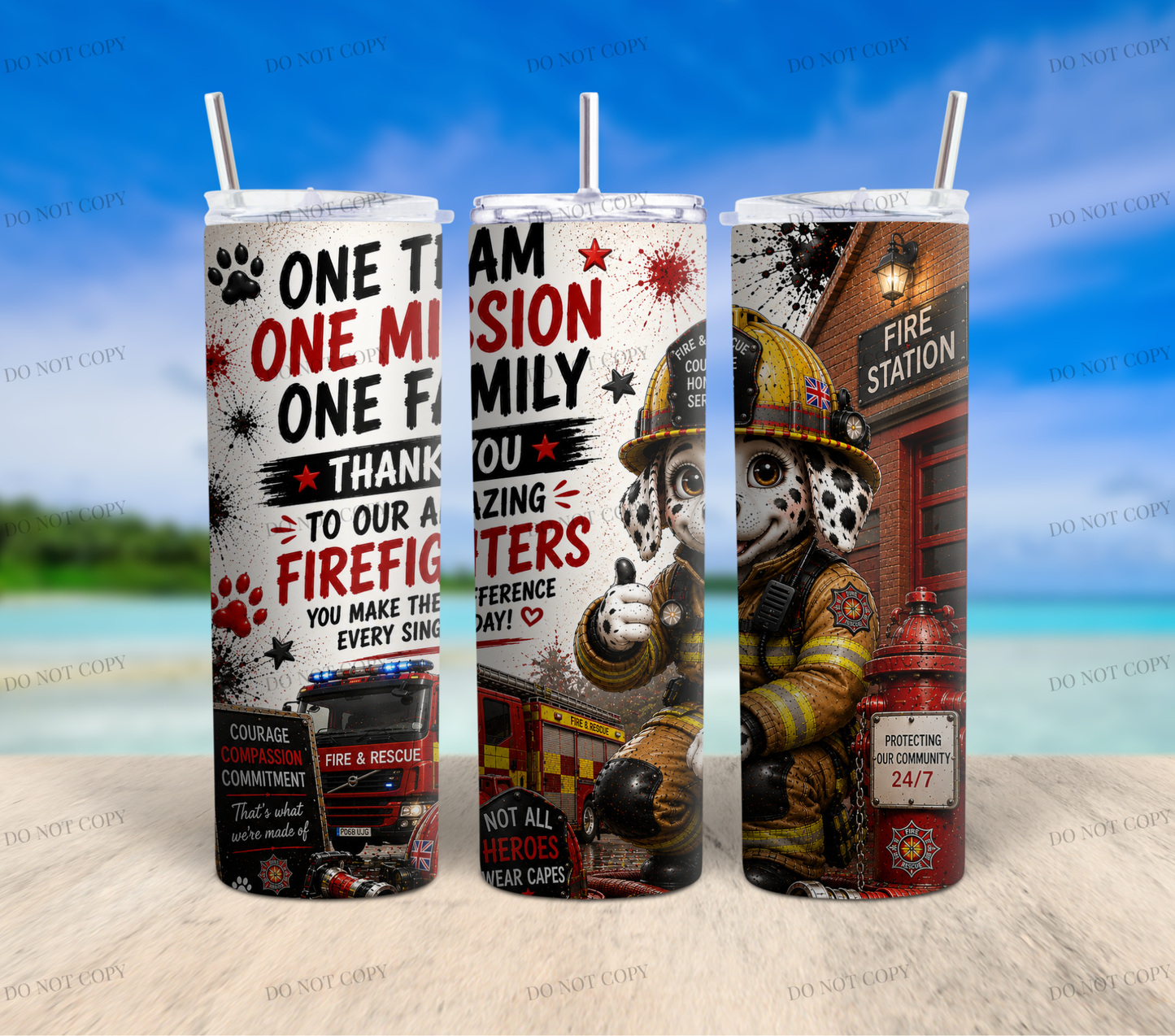 Firefighter Dalmatian Tumbler Wrap Bundle | 13 PNG Designs | 20oz Skinny Sublimation Wraps | Commercial Use