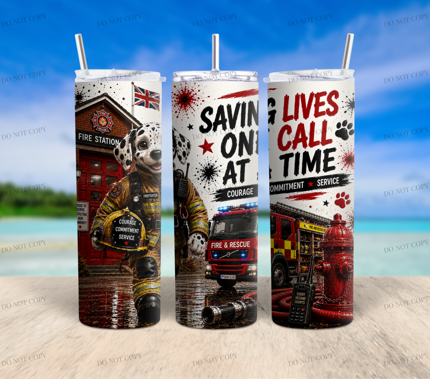 Firefighter Dalmatian Tumbler Wrap Bundle | 13 PNG Designs | 20oz Skinny Sublimation Wraps | Commercial Use