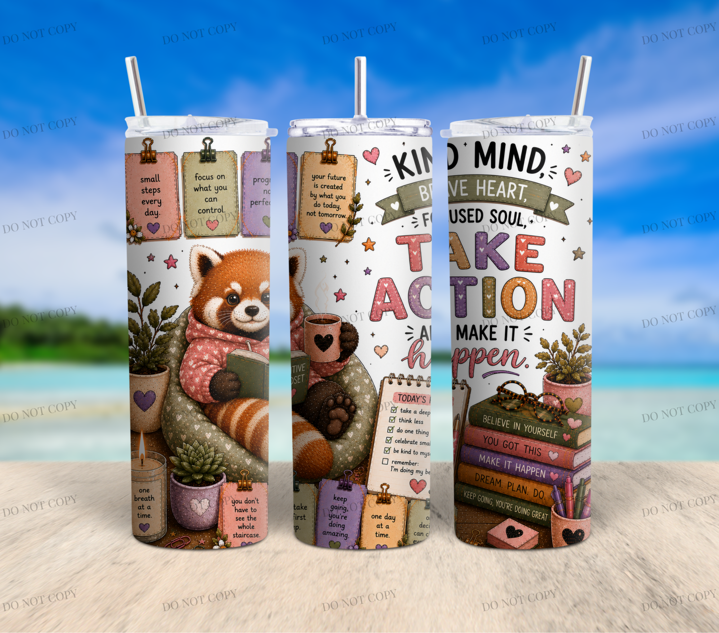 Red Panda Overthinkers Club | 10 PNG Tumbler Wrap Bundle | 20oz Skinny Sublimation Designs | Cute Mental Health Quotes | 300 DPI