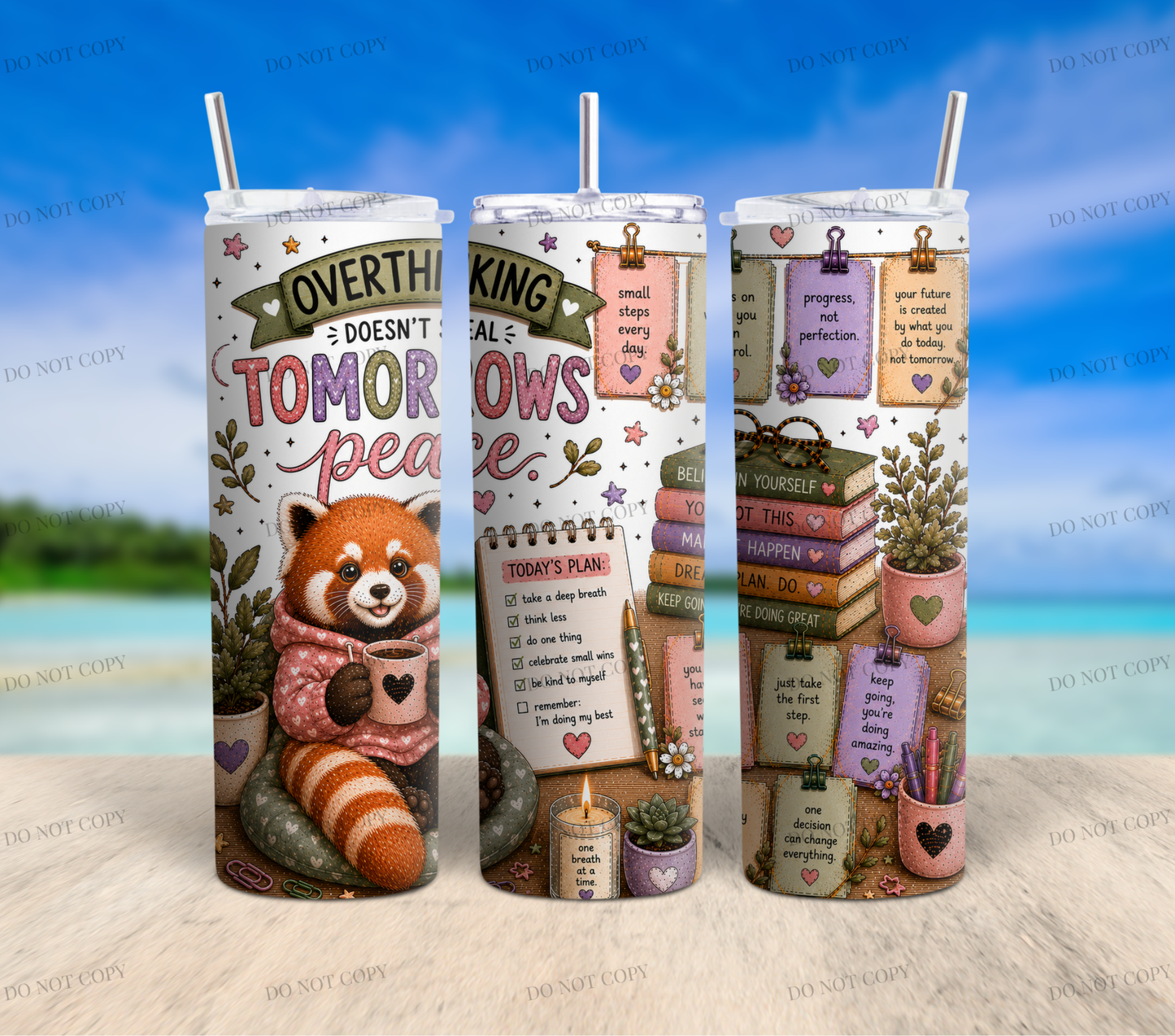 Red Panda Overthinkers Club | 10 PNG Tumbler Wrap Bundle | 20oz Skinny Sublimation Designs | Cute Mental Health Quotes | 300 DPI