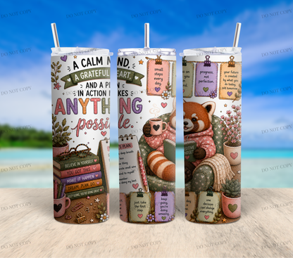 Red Panda Overthinkers Club | 10 PNG Tumbler Wrap Bundle | 20oz Skinny Sublimation Designs | Cute Mental Health Quotes | 300 DPI