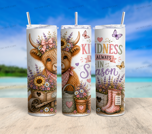 Sunflower Highland Cow PNG Bundle | 10 Garden Quote Tumbler Wraps | 20oz Skinny Sublimation Designs | Cute Floral Cow PNG | 300 DPI