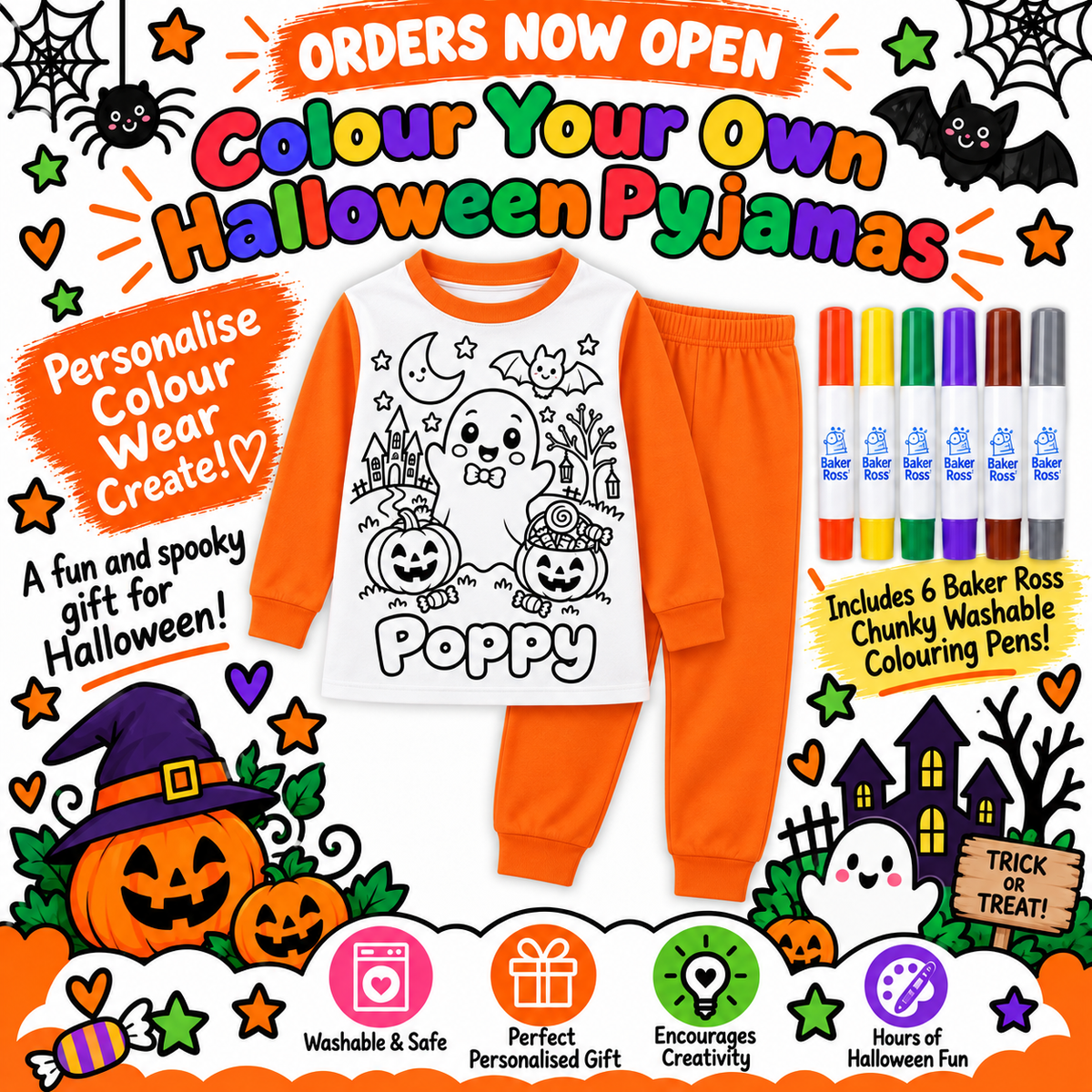 COLOUR YOUR OWN HALLOWEEN PYJAMAS