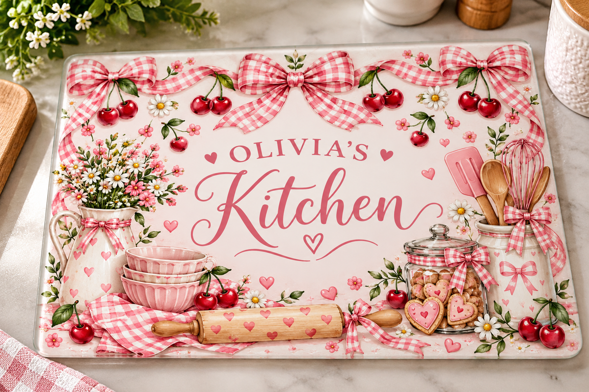 Coquette kitchen glass board