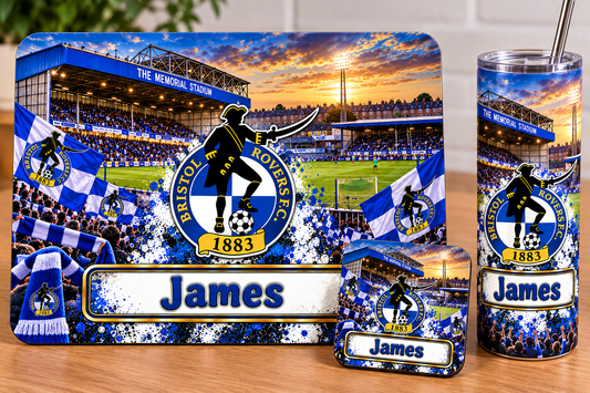 Footie tablemat, coaster and tumbler set