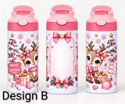 Christmas Personalised 12oz kids sippy cup tumbler