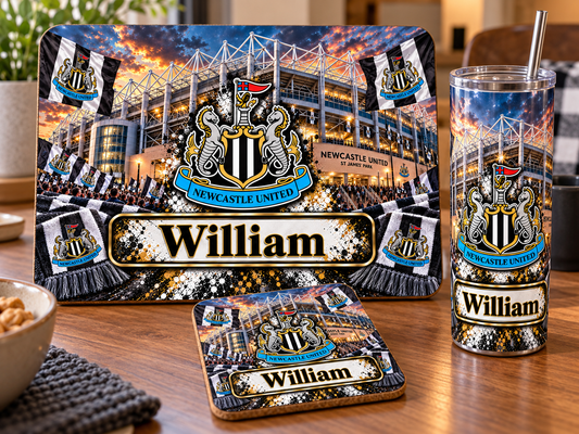 Footie tablemat, coaster and tumbler set