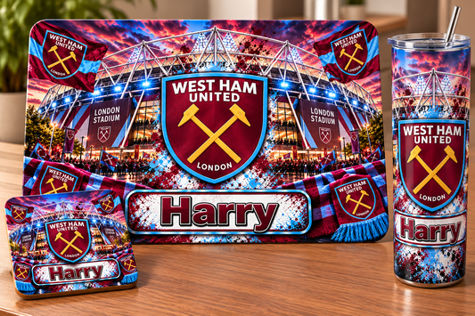 Footie tablemat, coaster and tumbler set