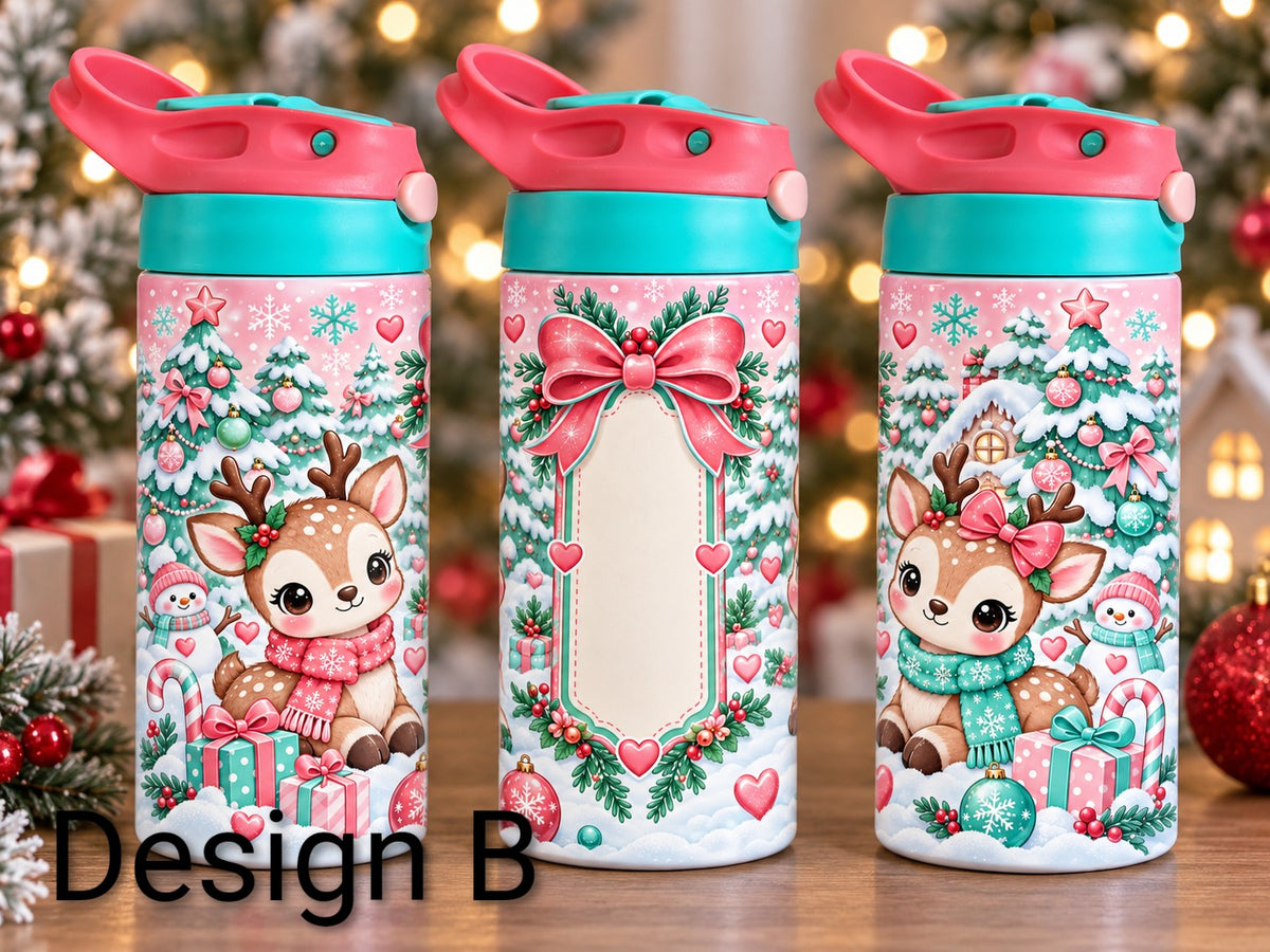 Christmas Personalised 12oz kids sippy cup tumbler