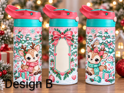 Christmas Personalised 12oz kids sippy cup tumbler