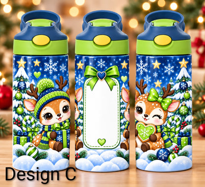Christmas Personalised 12oz kids sippy cup tumbler