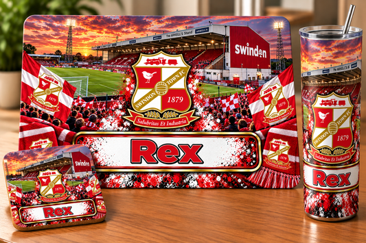 Footie tablemat, coaster and tumbler set